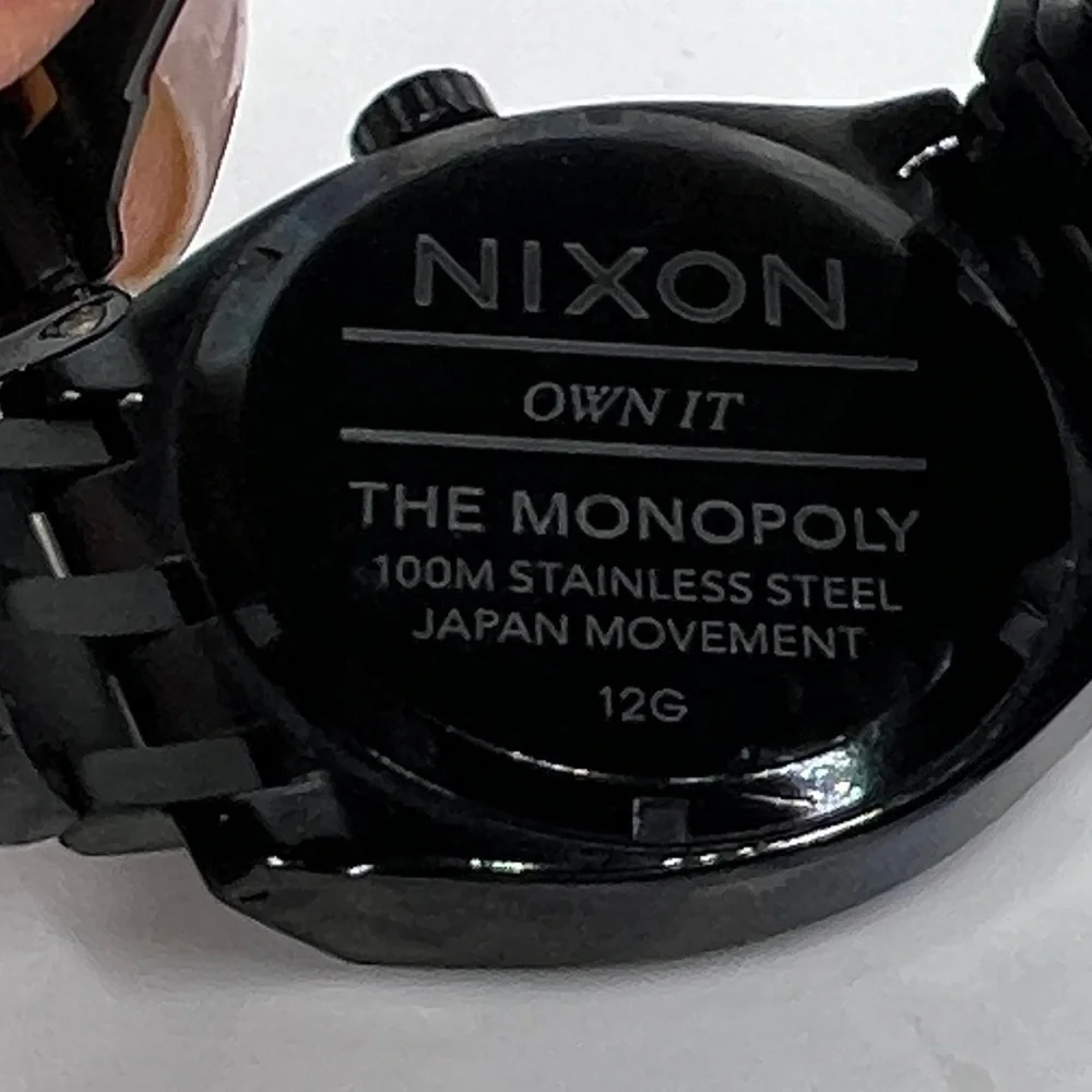Nixon Own It The Monopoly 100mm Stainless Steel Large Black on Black Watch